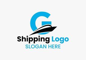 brev g frakt logotyp segelbåt symbol. nautisk fartyg segling båt ikon vektor