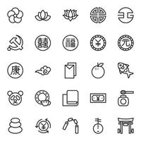 översikt ikoner för kinesisk kultur. vektor