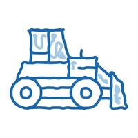 Straßenreparatur Bulldozer Doodle Symbol handgezeichnete Abbildung vektor