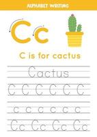 Briefe schreiben lernen für Kinder im Vorschulalter. c ist für Kaktus. vektor