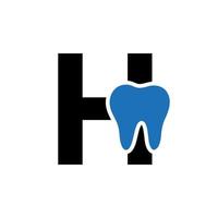 Buchstabe h Dental-Logo-Konzept mit Zahnsymbol-Vektorvorlage vektor