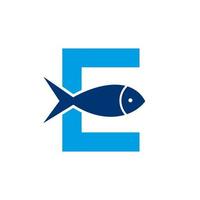 brev e fisk logotyp, hav logotyp vektor mall