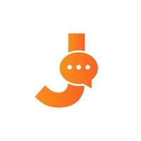 Buchstabe j Chat kommunizieren Logo-Design-Konzept mit Bubble-Chat-Symbol vektor
