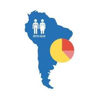 sydamerikansk karta med coronavirus infographic ikon vektor
