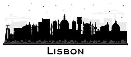 lissabon portugal stadtsilhouette mit schwarzen gebäuden isoliert auf weiß. vektor