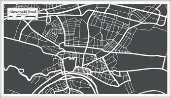 slavonski brod kroatien stadtplan in schwarz-weißer farbe im retro-stil. Übersichtskarte. vektor