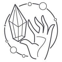 magi sten eller kristall i händer, ockult esoterisk vektor
