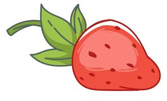 mogen frukt med blad ekologisk jordgubb produkt vektor