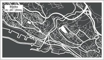 rijeka kroatien stadtplan in schwarz-weißer farbe im retro-stil. Übersichtskarte. vektor