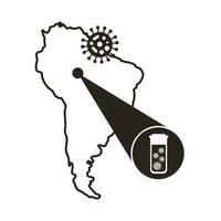 Südamerikanische Karte mit Coronavirus-Infografik-Symbol vektor