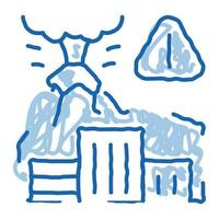 vulkanausbruch doodle symbol hand gezeichnete illustration vektor
