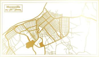 manzanillo kuba stadtplan im retro-stil in goldener farbe. Übersichtskarte. vektor