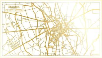 mardan pakistan stad Karta i retro stil i gyllene Färg. översikt Karta. vektor
