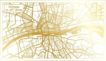 orleans frankreich stadtplan im retro-stil in goldener farbe. Übersichtskarte. vektor
