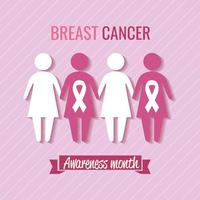 bröstcancermedvetenhetsbanner med kvinnors silhuett vektor