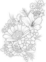 Satz einer dekorativen stilisierten Gänseblümchenblume lokalisiert auf weißem Hintergrund. hochdetaillierte Vektorillustration, Kritzeln und Zen-Stil, Tattoo-Design Blütenblumen. vektor