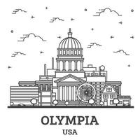 översikt olympia Washington stad horisont med modern byggnader isolerat på vit. vektor