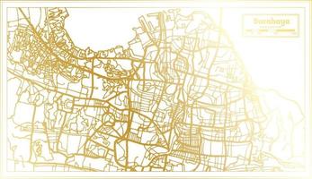 surabaya indonesien stad Karta i retro stil i gyllene Färg. översikt Karta. vektor