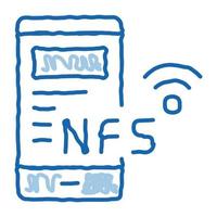 smartphone nfc gekritzel symbol hand gezeichnete illustration vektor