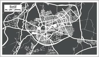 setif algeriet stad Karta i svart och vit Färg i retro stil. översikt Karta. vektor