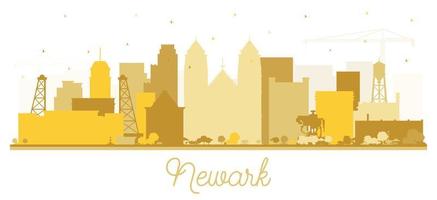 Newark New Jersey City Skyline Silhouette mit goldenen Gebäuden isoliert auf weiß. vektor
