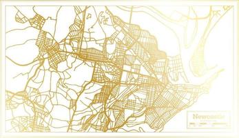 newcastle australien stadtplan im retro-stil in goldener farbe. Übersichtskarte. vektor
