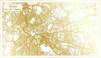 Rom Italien Stadtplan im Retro-Stil in goldener Farbe. Übersichtskarte. vektor
