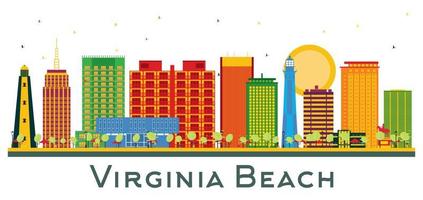 virginia strand USA stad horisont med Färg byggnader isolerat på vit. vektor