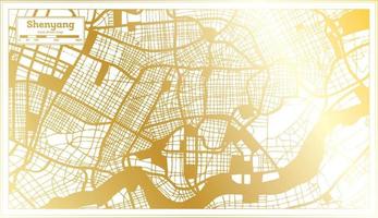 shenyang china stadtplan im retro-stil in goldener farbe. Übersichtskarte. vektor
