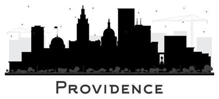 Providence Rhode Island City Skyline Silhouette mit schwarzen Gebäuden isoliert auf weiß. vektor