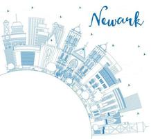 översikt newark ny jersey stad horisont med blå byggnader och kopia Plats. vektor