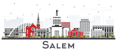 salem oregon city skyline mit farbigen gebäuden isoliert auf weiß. vektor