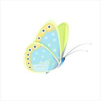 mehrfarbiger Schmetterling, Seitenansicht, isoliert auf weißem Hintergrund, Vektor