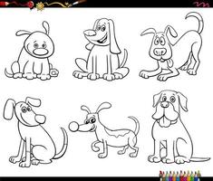 tecknad hund karaktärer ange målarbok sida vektor