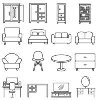 möbel svart ikoner vektor uppsättning. möbel illustration symbol samling.