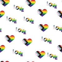 sömlös mönster med ny HBTQ flagga, hjärtan, text, blomma och flagga. Gay stolthet. stolthet månad. kärlek, lgbtq vektor