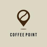 Coffee Point Logo Vektor Icon Illustration Design, minimalistischer Logo Bean Point