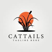 Cattails oder Reed Logo Symbol Vintage Vector Illustration Design