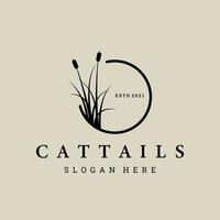 cattail gräs logotyp vektor illustration design, elegant ikon, cirkel emblem, elegant dekoration logotyp, monoline design