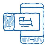 elektronische zugfahrkarte doodle symbol hand gezeichnete illustration vektor