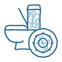 Bakterienkeime und Toilettenschüssel-Doodle-Symbol handgezeichnete Illustration vektor