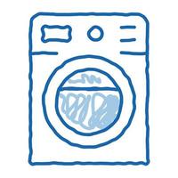 tvättning hus maskin klotter ikon hand dragen illustration vektor