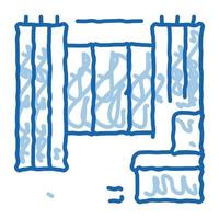 gezeichnete illustration des wohnungsinnenraumgekritzelsymbols hand vektor