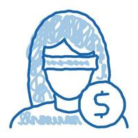 anonyme Frau Dollarmünze Doodle Symbol handgezeichnete Abbildung vektor