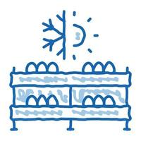 pilzfarm temperatur doodle symbol handgezeichnete illustration vektor