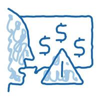 gedankengeschichte mann über monetäre warnungen doodle symbol hand gezeichnete illustration vektor