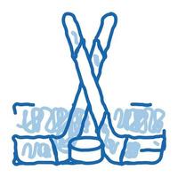 Hockeyschläger und Shim Doodle Symbol handgezeichnete Illustration vektor