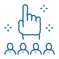 finger hoch geste und publikum gekritzel symbol hand gezeichnete illustration vektor