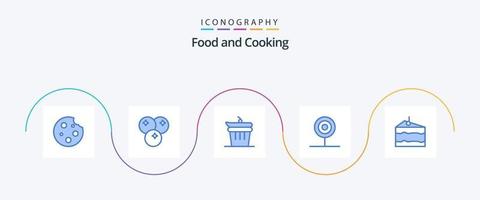 mat blå 5 ikon packa Inklusive kök. snabb mat. måltid. dryck. kök vektor
