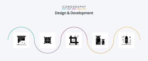 design und entwicklung glyph 5 icon pack inklusive design. Kodierung. Programmierung. Programmierung. Design vektor